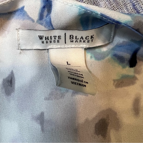 White House Black Market White Floral Top Blouse sz Large - Picture 6 of 6